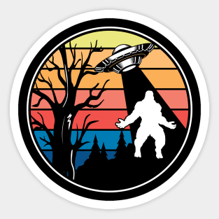 Retro alien ufo bigfoot abduction Sticker